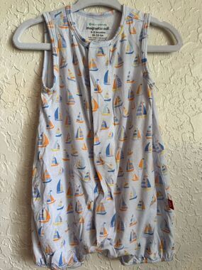 Magnetic Me Bubble Romper Gender Neutral Sailboat Print - Size 6-9 months
